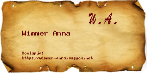 Wimmer Anna névjegykártya